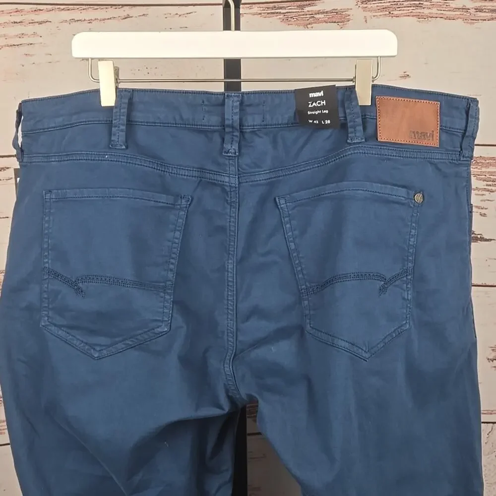 NWT Mavi Zach Straight Leg Navy Twill Pants Size 42/28